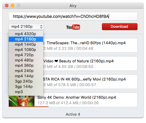 Airy- Best solution to save a YouTube video to Mac
