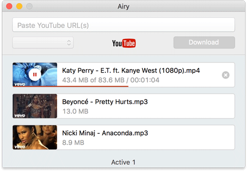 airy youtube downloader support