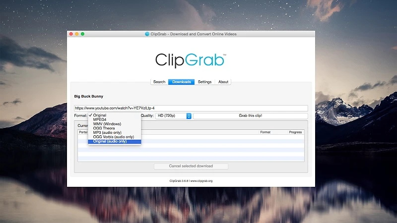 ClipGrab est rapide, facile et complètement gratuit comme convertisseur YouTube en MP3 pour Mac