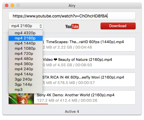 Airy- Solusi terbaik untuk menyimpan video YouTube ke Mac