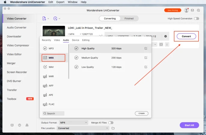 Converter YouTube para M4A